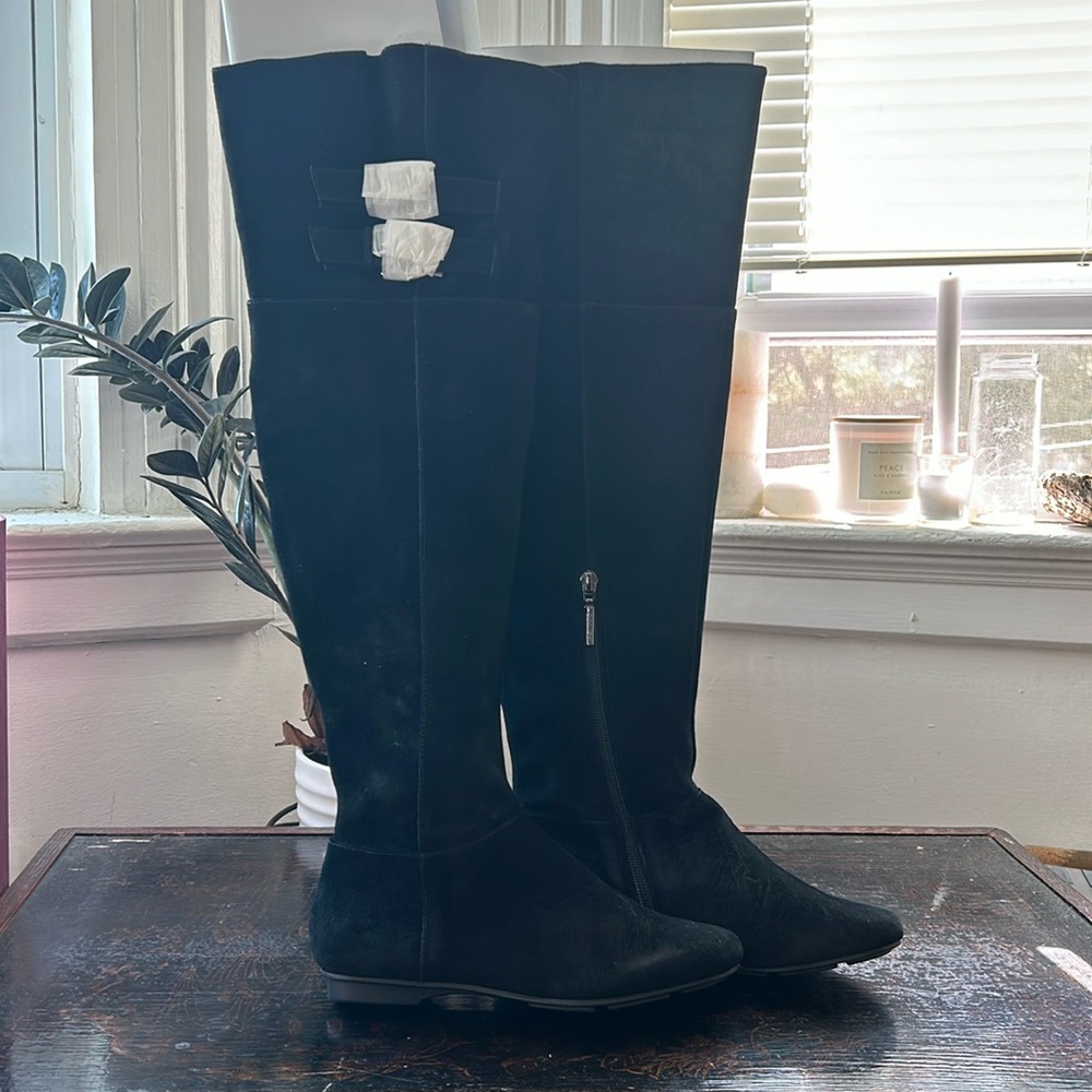 Calvin Klein 6.5 Black knee high suede boots.